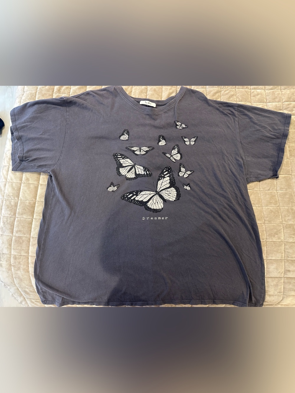 Tres Bien Charcoal Gray Butterfly Graphic Tee